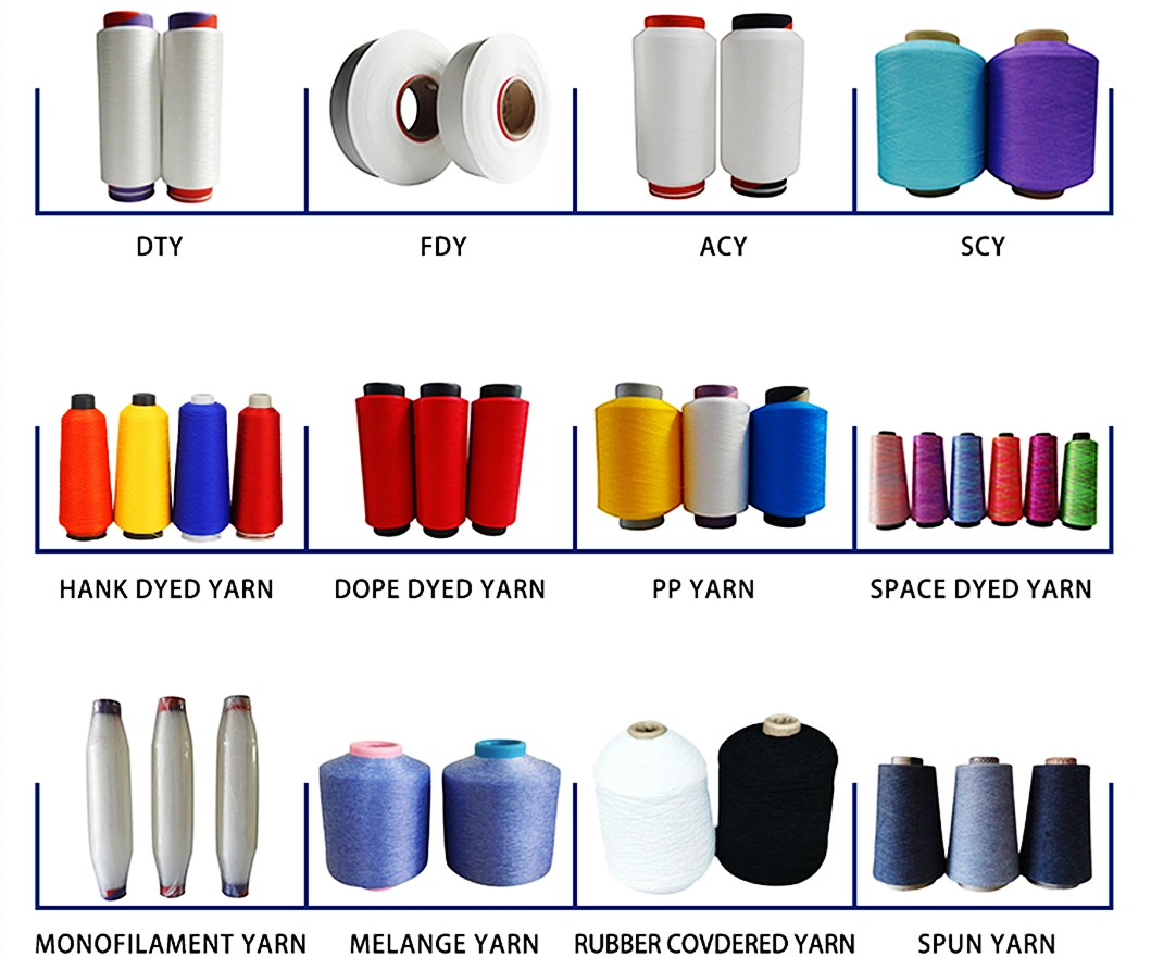 Raw White Elastic Evenness Color Polyester Textured Spandex Air Covered Acy Socks Denim Fabric Knitting Machine Yarn
