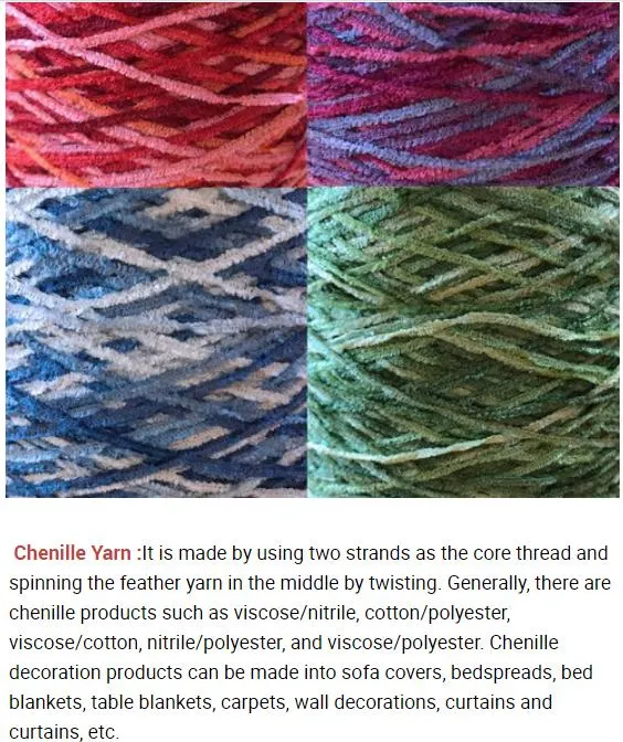 100% Polyester Yarn Super Soft Chenille Chunky Yarn for Knitting